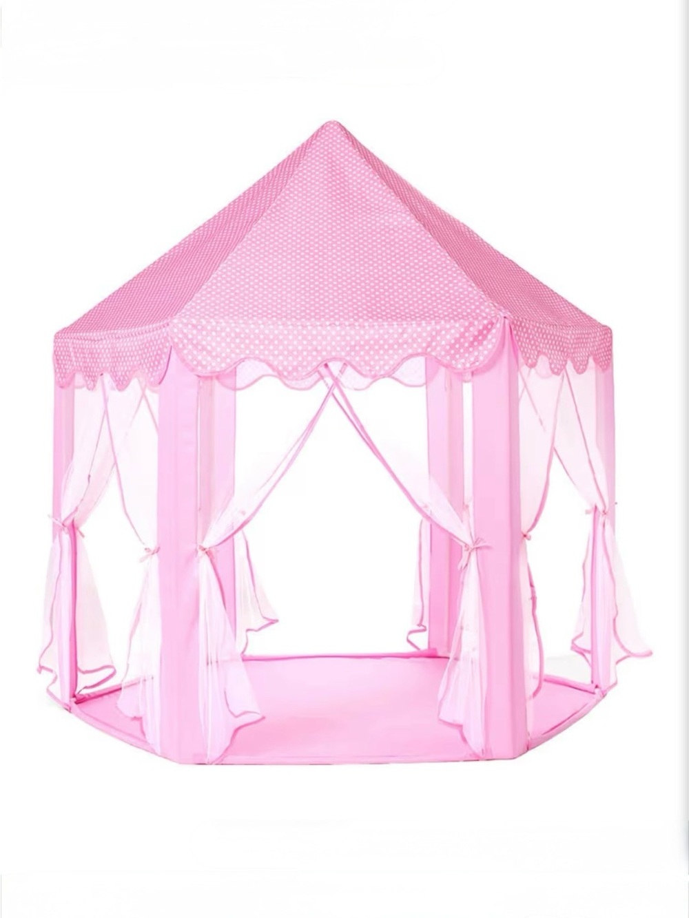 Monobeach Pink Kids Play Tent Castle with Mesh Curtains and star lights